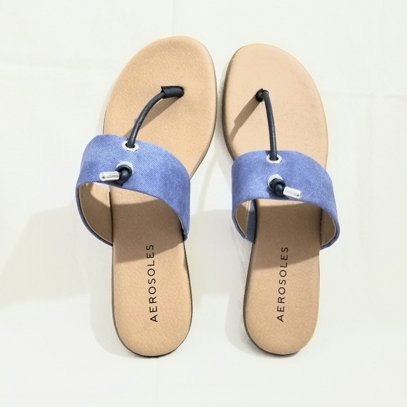 Aerosoles Women's Crown Point Knotted Thong Chambray Band Flat Sandals, size 10M - Picture 2 of 6